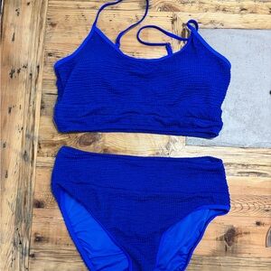 Vibrant Blue Textured Bikini Set